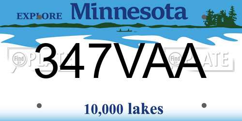 347VAA Minnesota License Plate