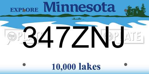 347ZNJ Minnesota License Plate