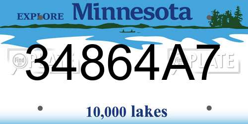 34864A7 Minnesota License Plate