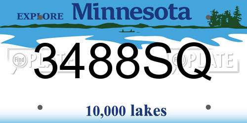 3488SQ Minnesota License Plate