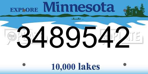 3489542 Minnesota License Plate