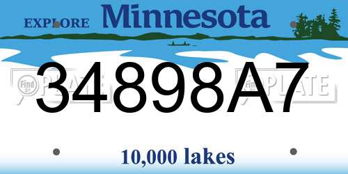 34898A7 Minnesota License Plate
