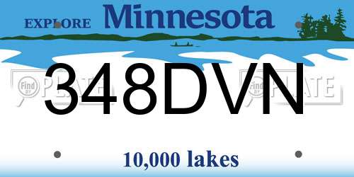 348DVN Minnesota License Plate