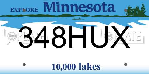 348HUX Minnesota License Plate