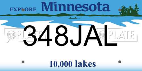 348JAL Minnesota License Plate