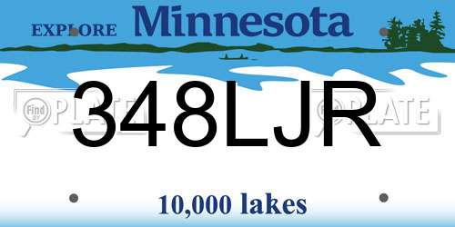 348LJR Minnesota License Plate