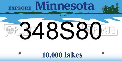348S80 Minnesota License Plate