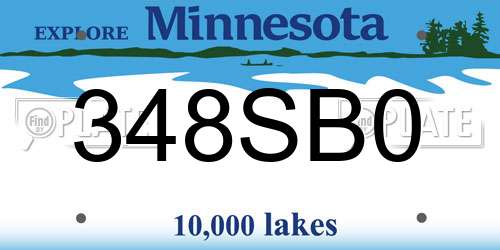 348SB0 Minnesota License Plate