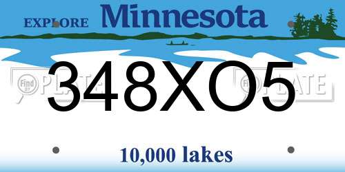 348XO5 Minnesota License Plate