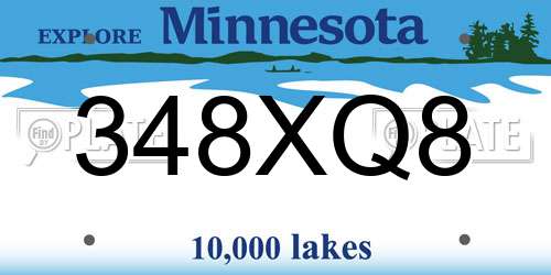 348XQ8 Minnesota License Plate