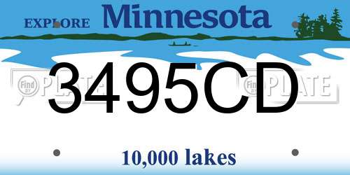 3495CD Minnesota License Plate