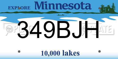 349BJH Minnesota License Plate
