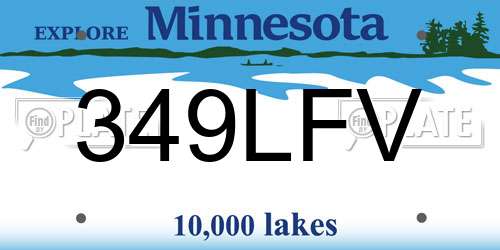 349LFV Minnesota License Plate