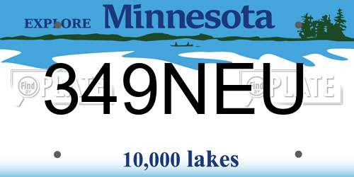 349NEU Minnesota License Plate