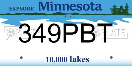 349PBT Minnesota License Plate