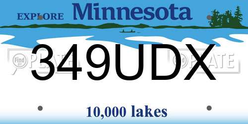 349UDX Minnesota License Plate