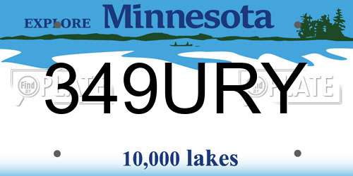 349URY Minnesota License Plate