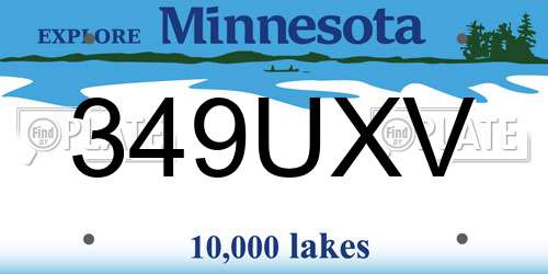349UXV Minnesota License Plate