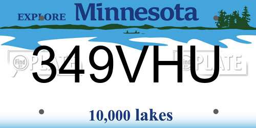 349VHU Minnesota License Plate