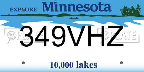 349VHZ Minnesota License Plate