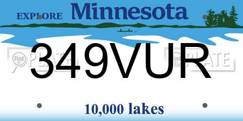 349VUR Minnesota License Plate