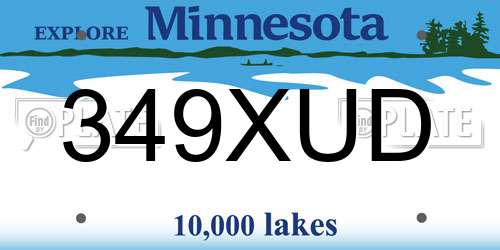 349XUD Minnesota License Plate