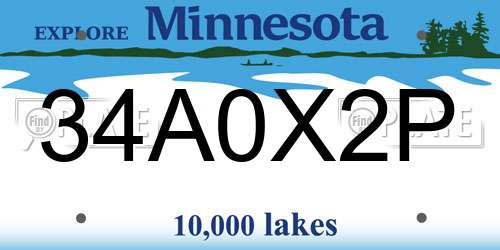 34A0X2P Minnesota License Plate