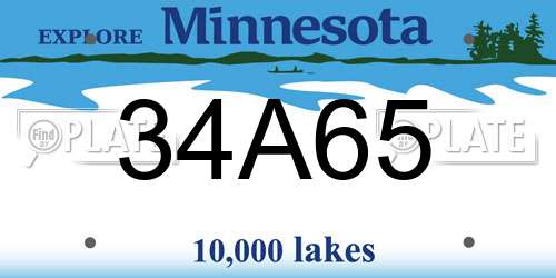 34A65 Minnesota License Plate