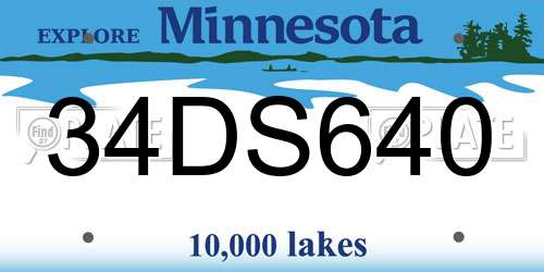34DS640 Minnesota License Plate