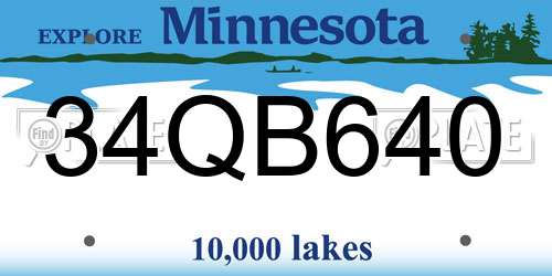 34QB640 Minnesota License Plate