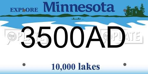 3500AD Minnesota License Plate
