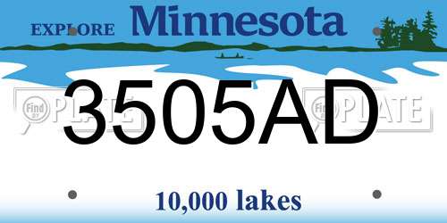 3505AD Minnesota License Plate