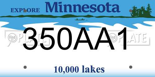 350AA1 Minnesota License Plate