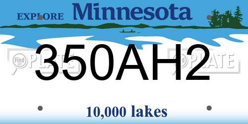 350AH2 Minnesota License Plate