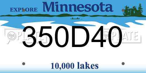 350D40 Minnesota License Plate