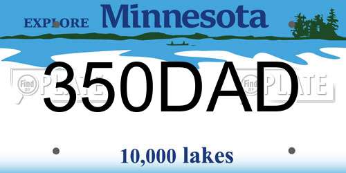 350DAD Minnesota License Plate
