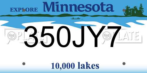 350JY7 Minnesota License Plate