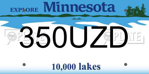 350UZD Minnesota License Plate