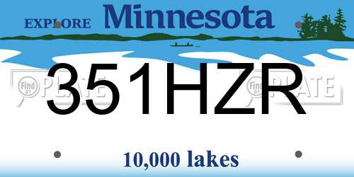 351HZR Minnesota License Plate