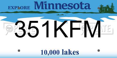 351KFM Minnesota License Plate