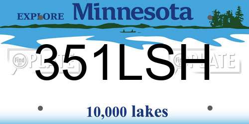 351LSH Minnesota License Plate