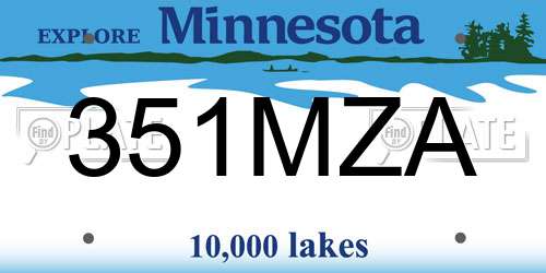 351MZA Minnesota License Plate