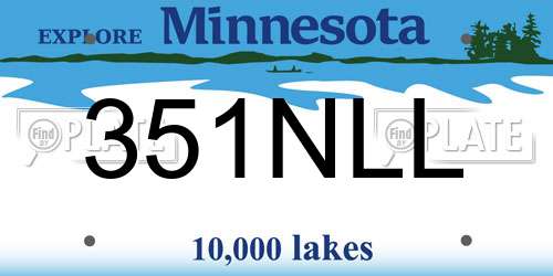 351NLL Minnesota License Plate