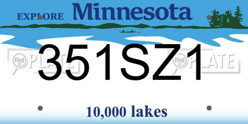 351SZ1 Minnesota License Plate
