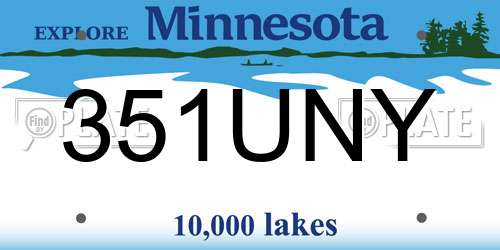 351UNY Minnesota License Plate