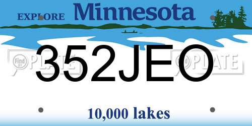 352JEO Minnesota License Plate