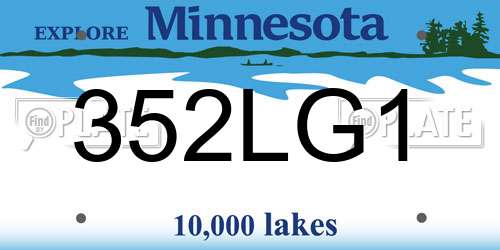 352LG1 Minnesota License Plate