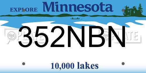 352NBN Minnesota License Plate