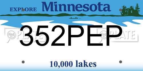 352PEP Minnesota License Plate