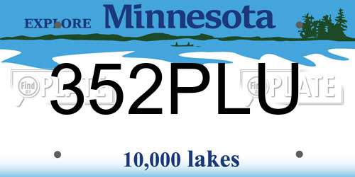352PLU Minnesota License Plate